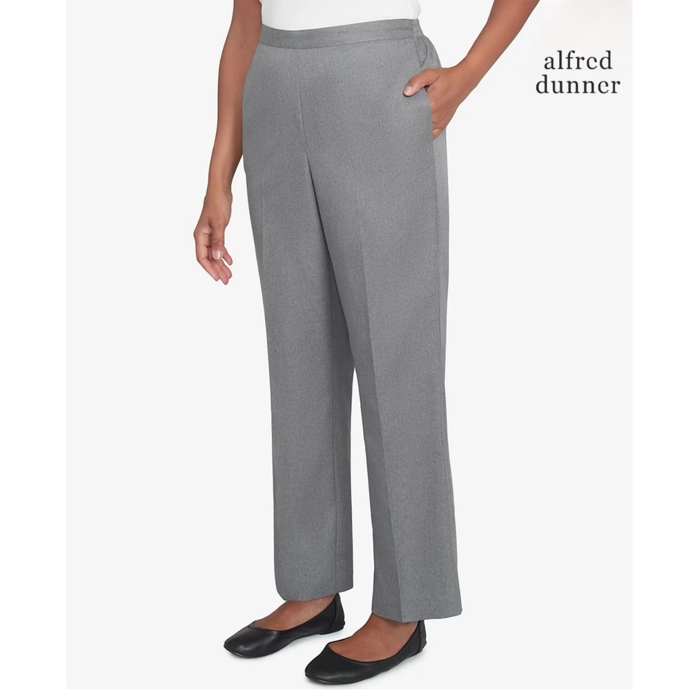 Alfred Dunner 14 NWT Classic Silver Gray Dress Pants Pull up Proportioned Short